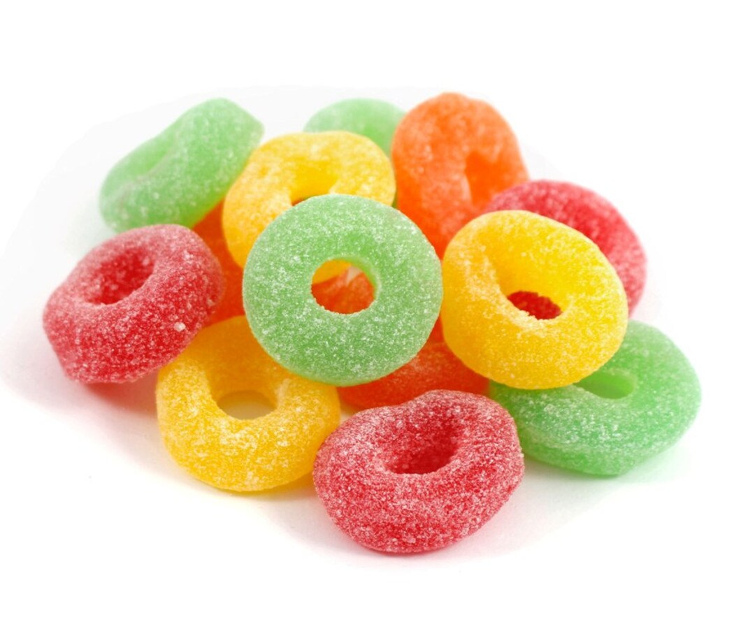 Assorted Fruit Jelly Rings Cherry, Lemon & Lime Fruit Jellies, Natural