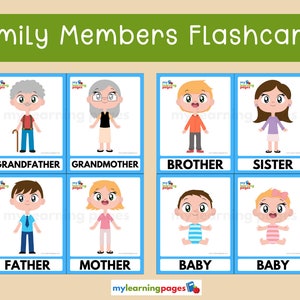 Family Members Flash Cards