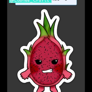Dragon fruit sticker. Kawaii Fruit sticker. Dragon fruit  stickers. Asian fruit sticker. Kawaii Dragon fruit  sticker. Dragonfruit Sticker