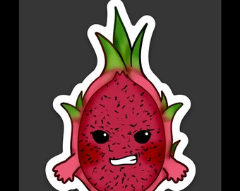 Dragon fruit sticker. Kawaii Fruit sticker. Dragon fruit  stickers. Asian fruit sticker. Kawaii Dragon fruit  sticker. Dragonfruit Sticker