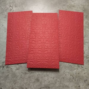 Large Chinese New Year red envelope with an embossed damask pattern. Vietnamese red envelope Money size red envelope. Set of 3 red envelopes