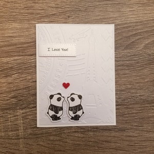 Panda I love you card. Panda Anniversary card. Panda love card with Eiffel tower. Panda Valentine's day card.
