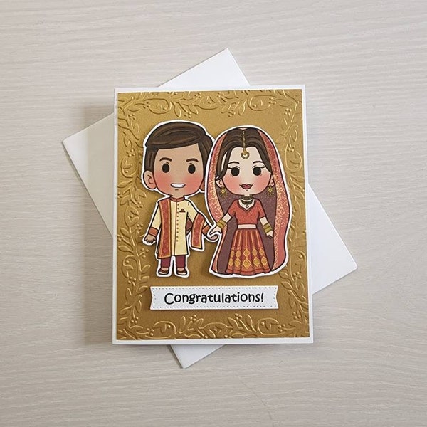 Indian Wedding card. Wedding card. Indian wedding congratulation card.