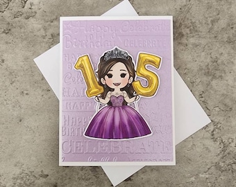 Quinceañera card. 15th birthday card. Quinceanera Birthday card. Turning 15th birthday card. Quinceanera celebration card Quinceanera card.