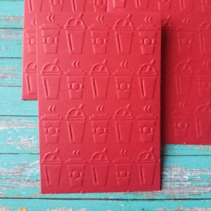 2026 Handmade Chinese red envelope. Set of 3. Chinese red envelope embossed with drinks. Coffee gift card holder. image 7