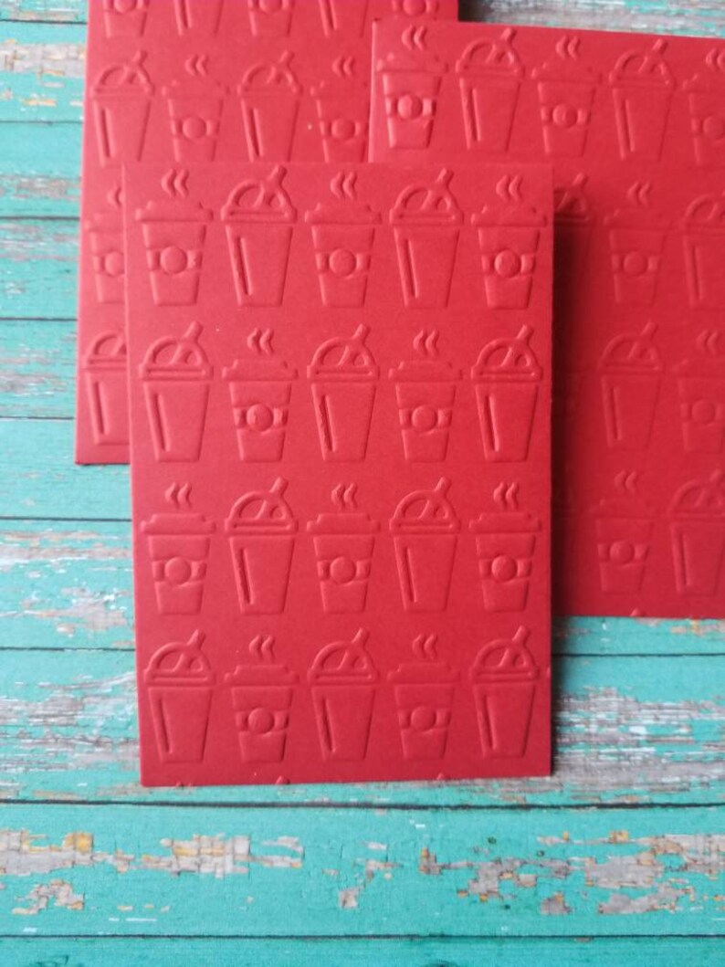2026 Handmade Chinese red envelope. Set of 3. Chinese red envelope embossed with drinks. Coffee gift card holder. image 7