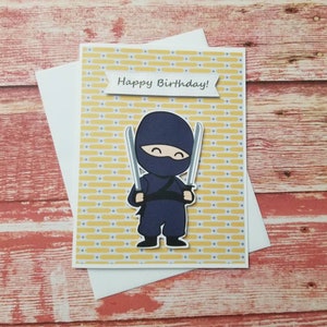 Ninja birthday card. Ninja happy birthday card. Karate happy birthday card. Karate birthday card.