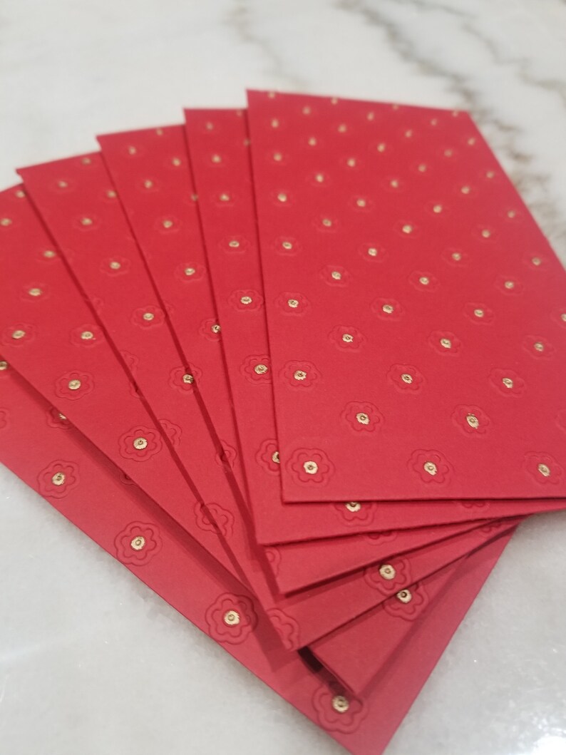 Set of 6 Large Embossed Chinese Red Envelope With Gold | Etsy