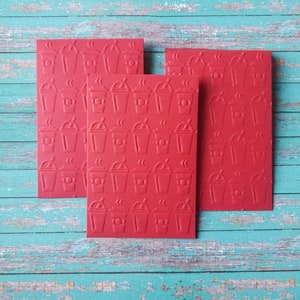 2024 Handmade Chinese red envelope. Set of 3. Chinese red envelope embossed with drinks. Coffee gift card holder.