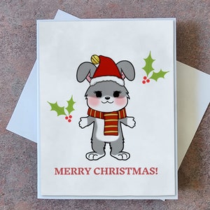 Rabbit Christmas card. Rabbit xmas card. Rabbit Happy holiday card. Rabbit merry xmas card. Rabbit Merry Christmas card. Kawaii Rabbit xmas.