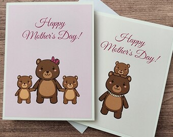 Happy Mother's day card. Bear mother's day card. Mother's day card.  Card for mother's day. Happy mother's day. Bear happy mother's day card