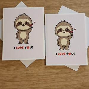 Sloth I love you card. Sloth Anniversary card. Sloth Valentine card. Love card with Sloth. Cute Sloth I love you card. Sloth vday card.