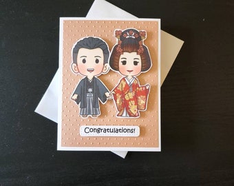 Japanese wedding card. Japanese congratulation card. Japanese wedding congratulation card. Japanese wedding congrats card. Wedding card.