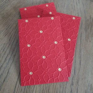 Handemade embossed large flower Chinese New Year Red Envelopes. 2025 red envelopes. Set of 3.