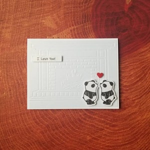 Panda I love you card. Panda Anniversary card. Panda love card with a fireplace. Panda Valentine's day card.
