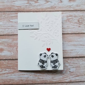 I love card. Panda I love you card. Anniversary card. Valentine card. Love card with panda. Kissing panda card