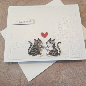 I love card. Cat I love you card. Anniversary card. Valentine card. Love card with cat. Kissing cat card. Kitten love. Cat kissing card.