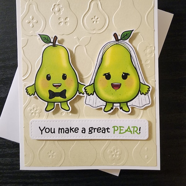You make a perfect pear Pear. Pear congratulations card. Food pun wedding card. Pear wedding card. Pear wedding. Kawaii Pear wedding. Pear.