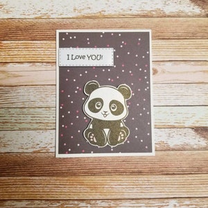 Panda Love Card. Panda I love you card. Panda Valentine card. Panda Vday card. Kawaii panda love card. Kawaii Panda Vday card.