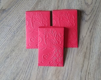 Phoenix red envelopes. Lunar new year red envelope. Set of 3 chinese new year red envelope.