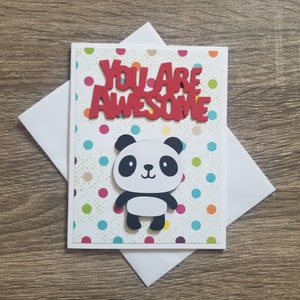 Panda card. You are awesome card. Panda friendship card. Panda love card. Panda just because card.