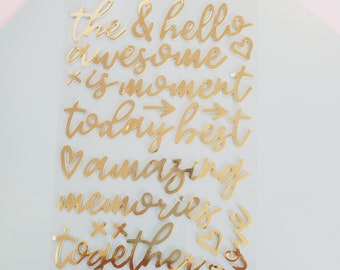 Gold Foil SENTIMENT STICKERS  | 10 PC Sticker Set | Planner Stickers |
