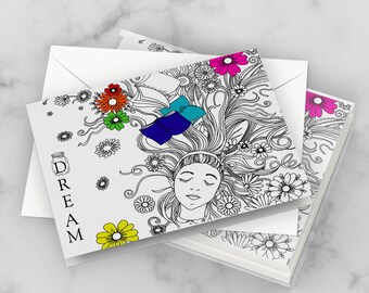 TIME TO DREAM Note Cards & Envelopes | Set of 10 Note Cards | Thank You Cards |  Boxed Note Cards | Blank Note Cards | Handmade