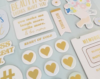 Gold Foil Chipboard Stickers | Planner Embellishments (35 pc)