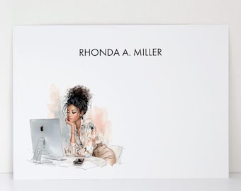 Personalized Boss Babe Notecards: Boss Girl Stationery Set with Free Pen