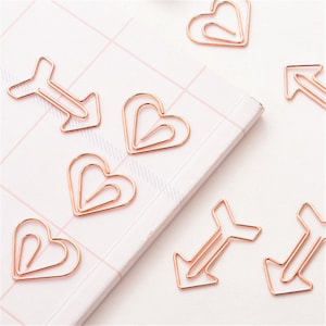 12 PC Heart & Arrow Paper Clips | Book Marks | Money Clips | Kawaii Stationary | Fun Stationary | Office Supplies | Desk Supplies