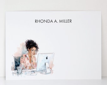 Personalized Boss Babe Notecards: Black Woman Black Women Entrepreneurs | Custom Note Card | Free Gift