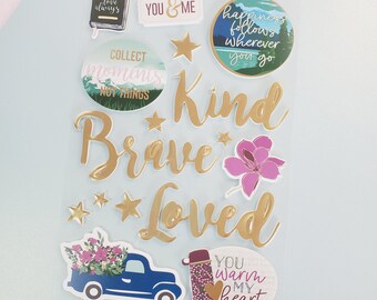 Travel Girl EMBELLISHMENT STICKERS  | 16 PC Sticker Set | Scrapbooking Stickers |