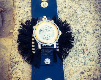 Avant Garde Watches Skeleton Leather Watch Leather Design Watch Women's Wrist Watches Genuine Leather Watch Genuine Steampunk Watch