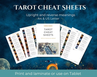 Tarot Cheat Sheets, Printable Tarot Cheat Sheets, Digital Tarot,  Digital Tarot Cheat Sheets,  PDF Tarot Cheat sheets , Tarot Tools