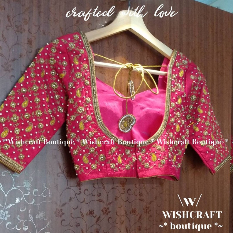Designer Saree Blouse with maggam work Indian Blouse Free Fast Shipping Great Indian Blouse Collection Pure Rawsilk Bridal Blouse