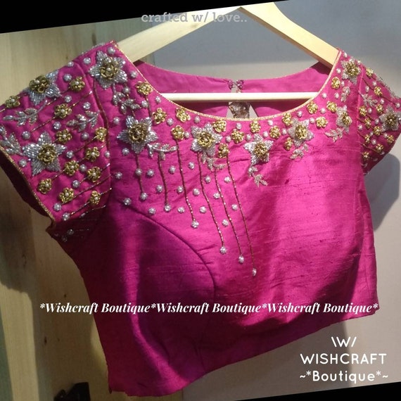 Boat neck blouse with maggam work Clearance