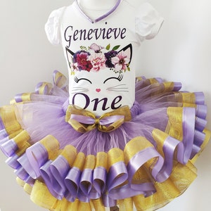 Cat Birthday Outfit Girls Kitty Cat Face Birthday tutu costume, Cute Cat Birthday Party Kitty tutu set, Kitty Cat 1st birthday dress