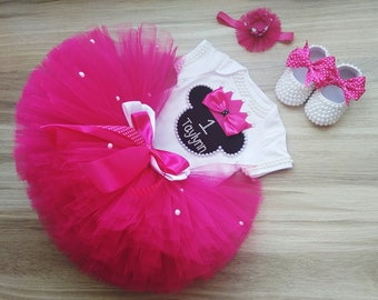 Minnie Mouse Pink And Gold Outfit Minnie Mouse First Birthday Etsy