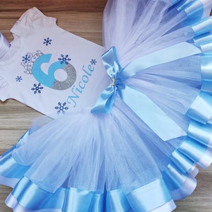 Snow Princess Blue Birthday Tutu outfit, Winter Wonderland tutu set, Princess Elsa Party Birthday tutu outfit, Elsa Tutu set Outfit
