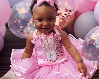Pink Ballerina shoes tutu set for baby girl, Ballerina Birthday Outfit pink Party dress,  Ballet 1st Birthday Outfit photo shoot tutu