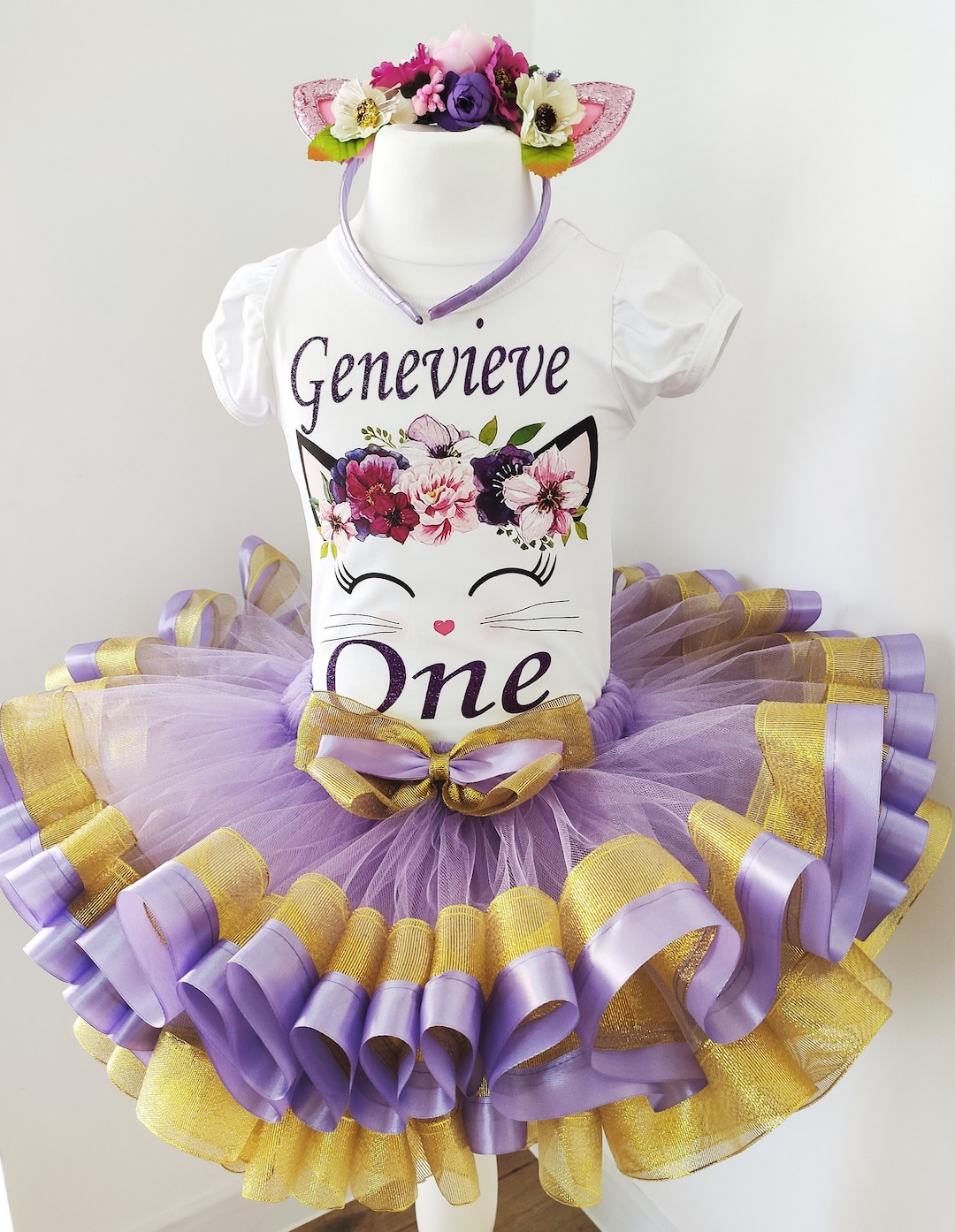 Cat Birthday Outfit Girls Kitty Cat Face Birthday Tutu Etsy