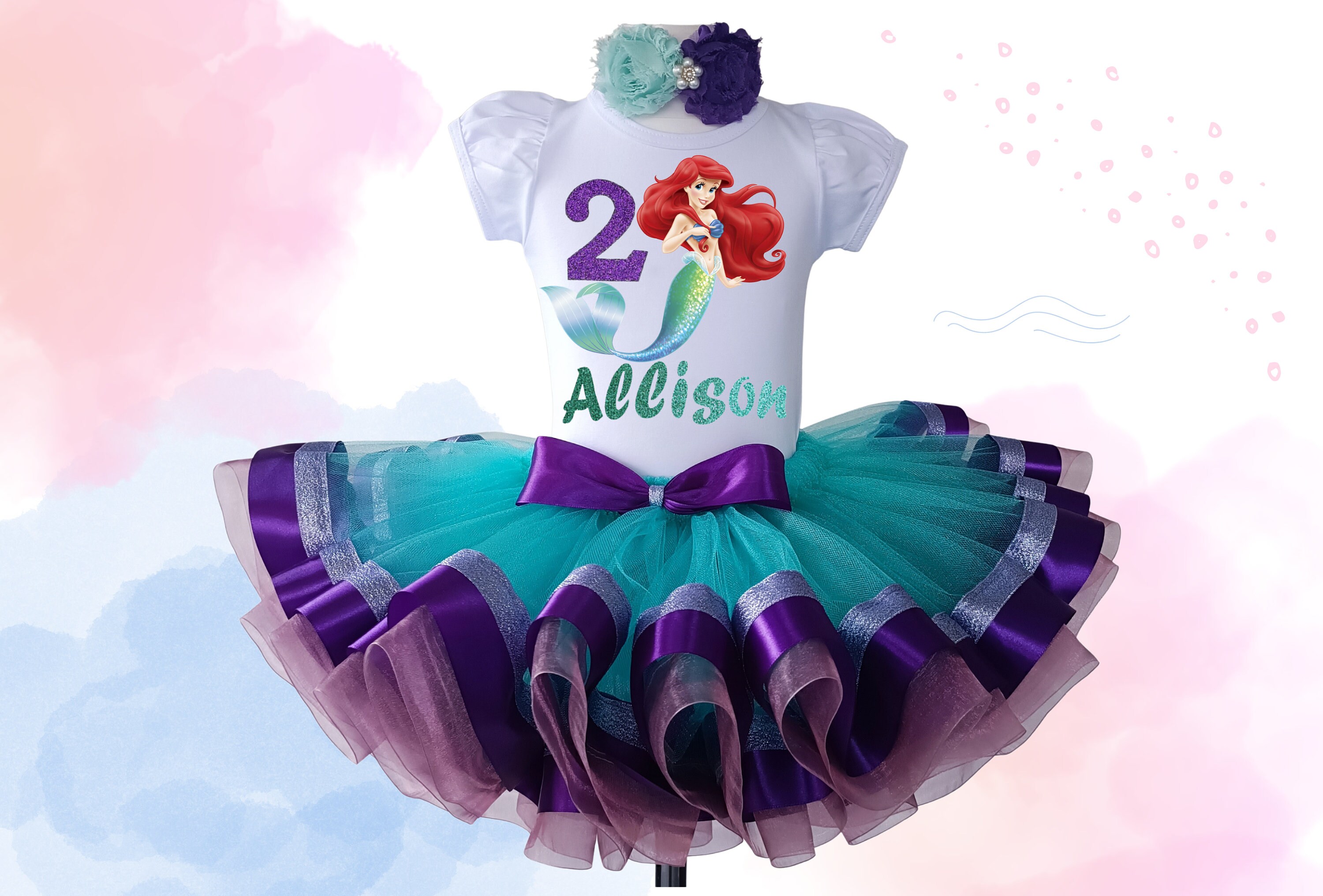 Little Mermaid Ariel Birthday Tutu Outfit Personalized - Etsy