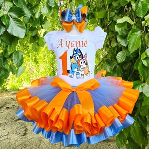 Blue Dog Birthday Outfit, Custom Blue Dog Tutu set, Bandit Tutu Outfit,