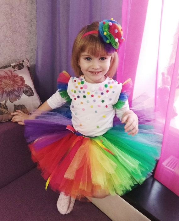 Rainbow Candyland Candy 4th Fourth Birthday Tutu Outfit Shirt Set Party Dress