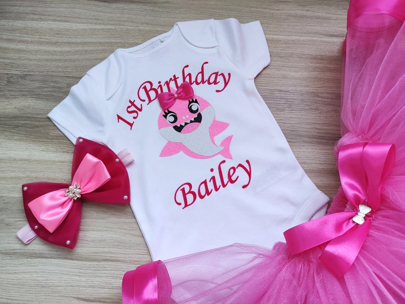Baby Shark pink girl birthday outfit 1st birthday Baby Shark | Etsy