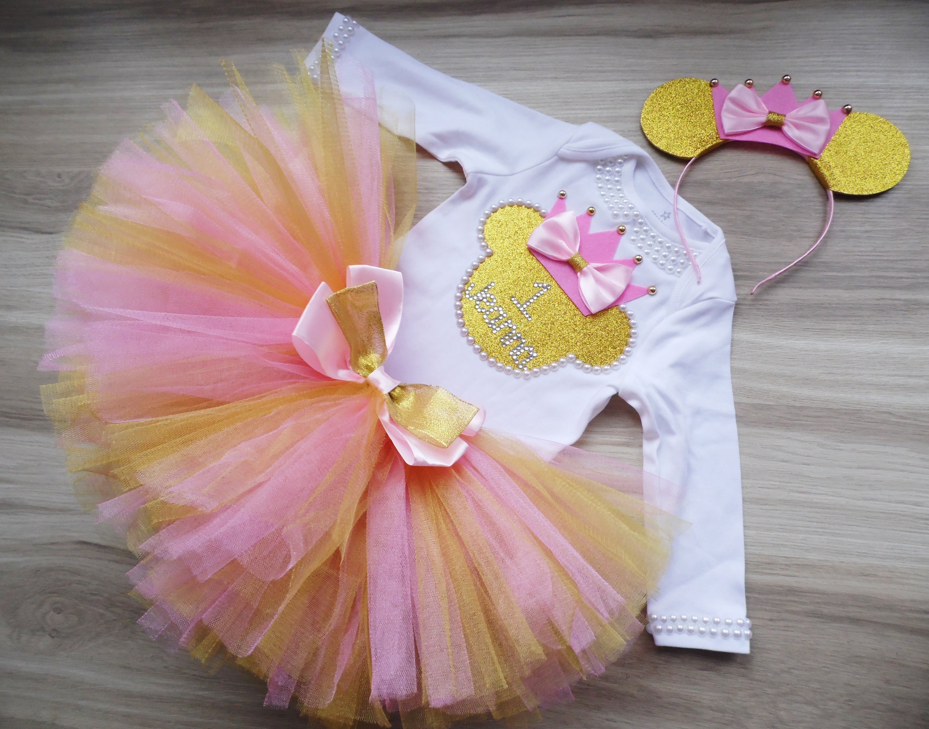 Minnie Mouse Hot PInk Tutu Shirt Headband 4th Fourth Birthday Outfit