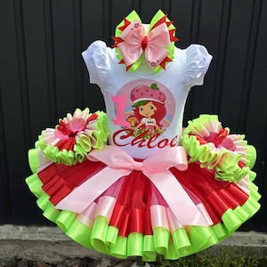 Strawberry Birthday Tutu Outfit, Girl Birthday Tutu costume.
