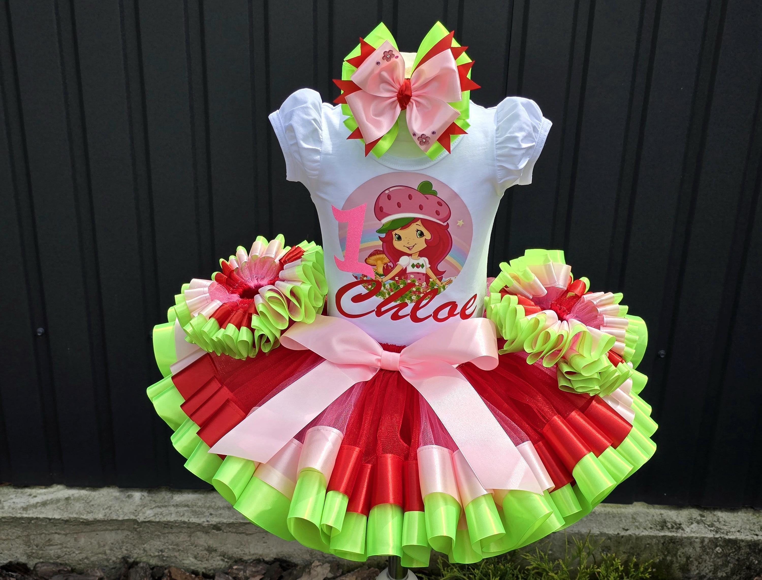 Strawberry Birthday Tutu Outfit, Girl Birthday Tutu costume.