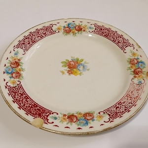 1940s Homer Laughlin Majestic Brittany Floral Pattern China Plate Vintage Antique Collectible Plates