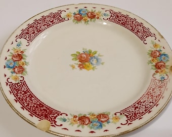 1940s Homer Laughlin Majestic Brittany Floral Pattern China Plate Vintage Antique Collectible Plates